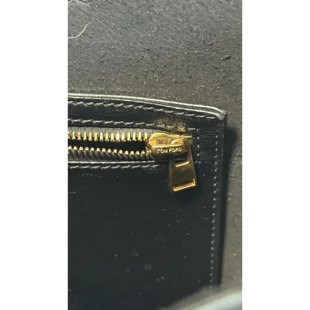 Tom Ford Gray Tote Bag Double Handles Gold Hardware Inner Pockets